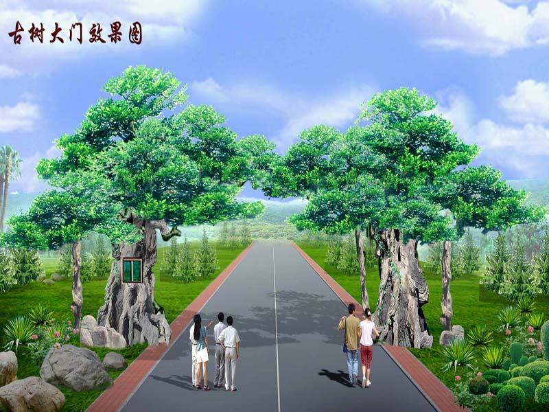 中式設(shè)計(jì)四合院-古建牌坊、門樓效果圖古樹大門設(shè)計(jì)