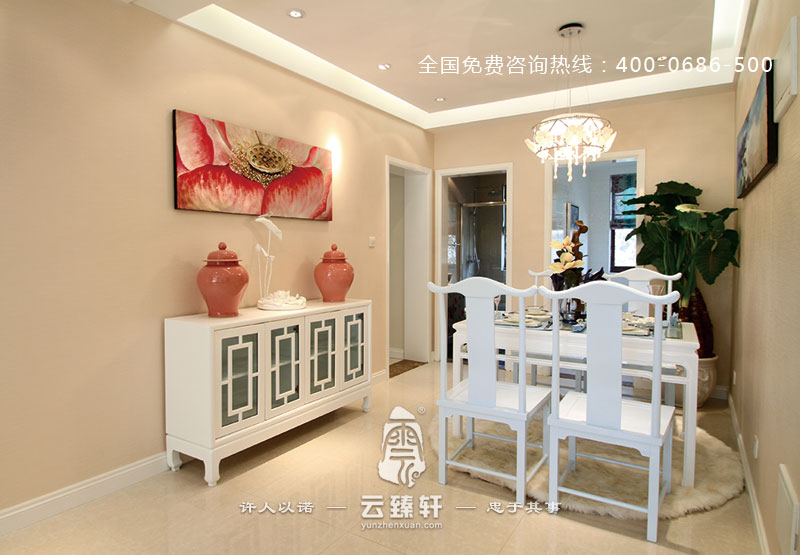 新中式餐廳的設(shè)計(jì)也是以白色為主