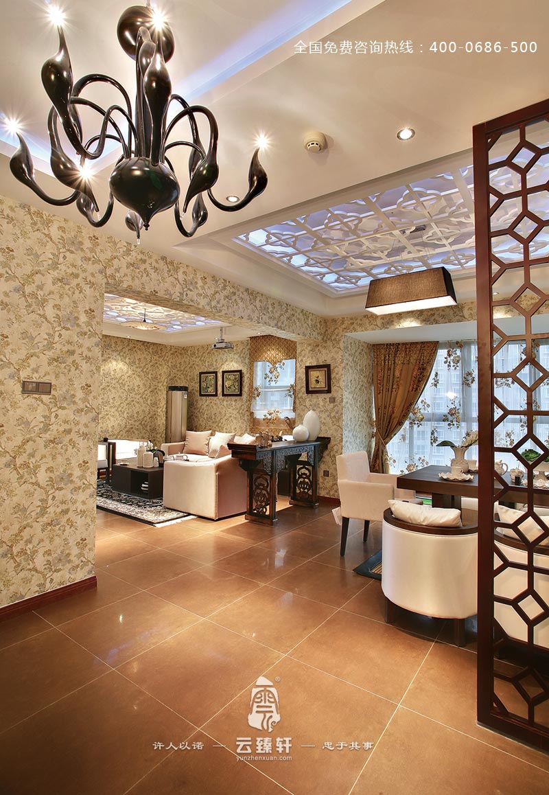 餐廳和客廳通透寬敞的設(shè)計效果圖