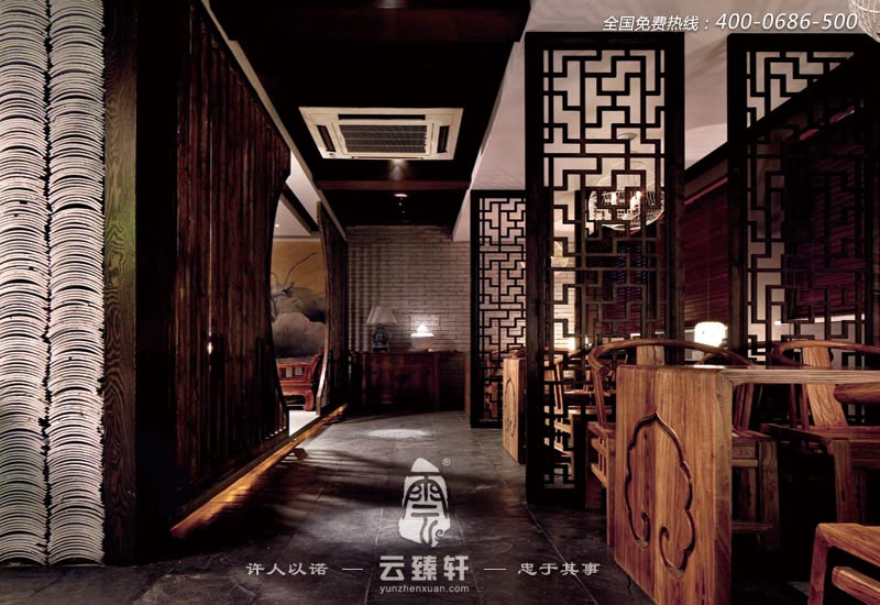 合肥樸素優(yōu)雅禪道會所玄關(guān)裝修效果圖