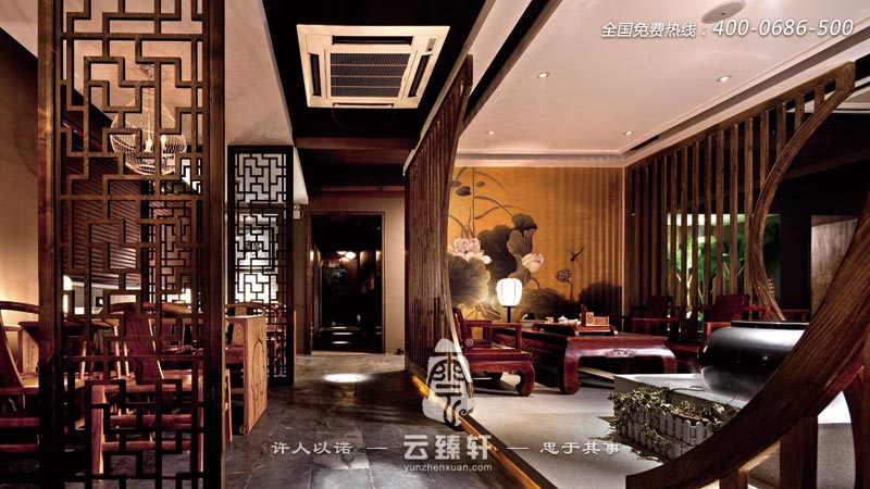 樸素優(yōu)雅禪道會所大堂的裝修
