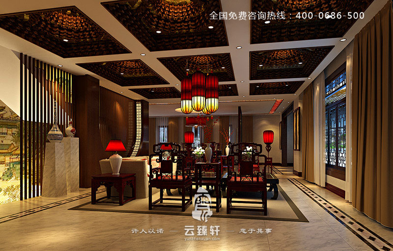 方正對稱的古典中式客廳裝修效果圖