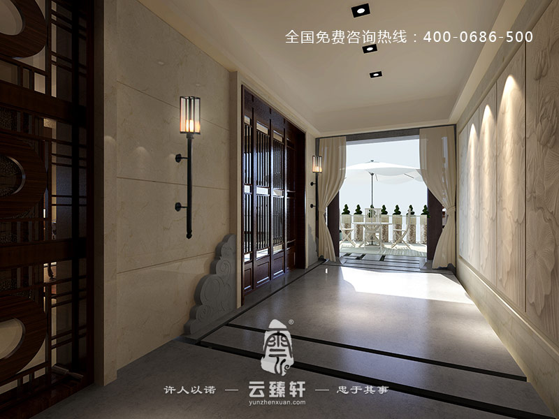 寬敞通透的局部過(guò)道中式裝修效果圖