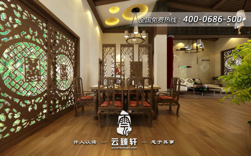 客廳中圍合餐桌的一角是那么安靜、清爽