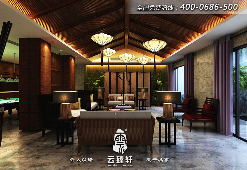 從背面看到整個(gè)別墅客廳裝修的簡(jiǎn)約干脆