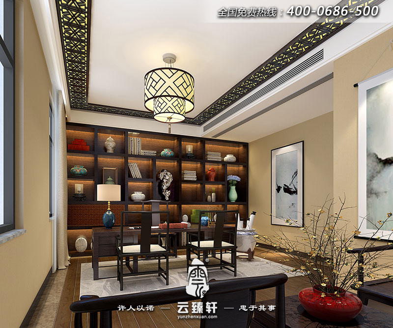 中式風(fēng)格書房效果圖