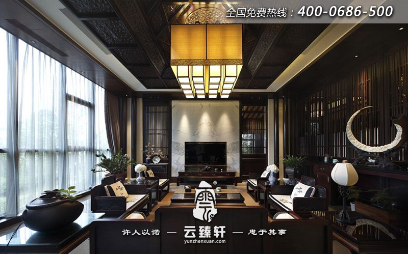 現代都市里古典的別墅客廳裝飾