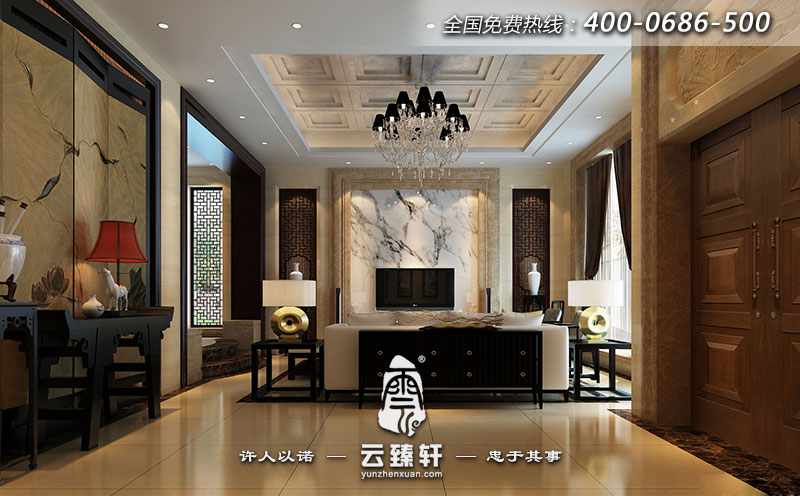現(xiàn)代中式客廳電視背景墻裝修效果圖