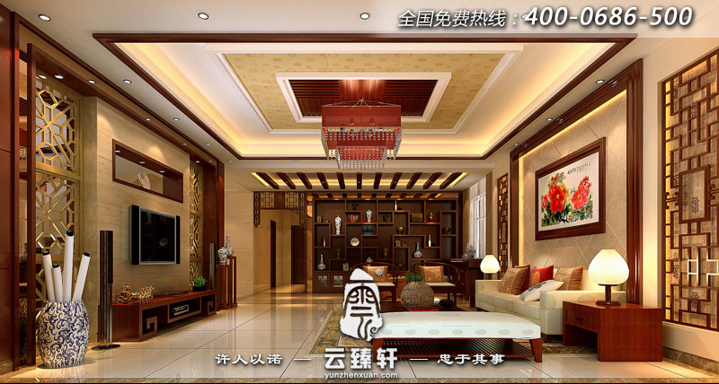 新中式風(fēng)格別墅客廳效果圖