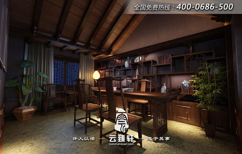 中式古典別墅書(shū)房裝修圖片