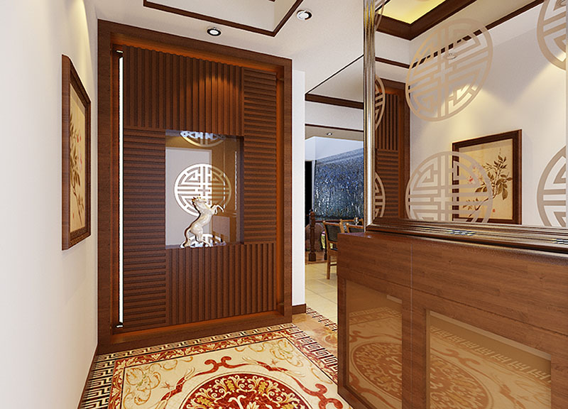 玄關(guān)鞋柜中式設(shè)計(jì)效果圖