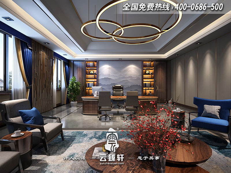 新中式會所總裁辦公室以及會客廳的設(shè)計