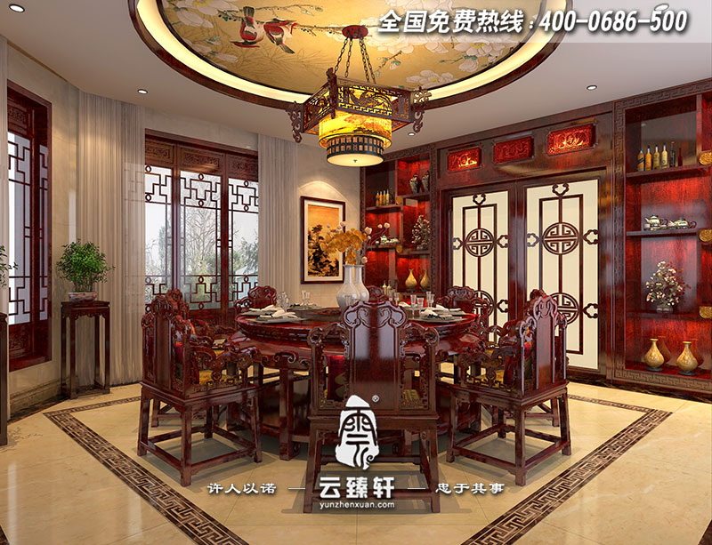 中式別墅餐廳設(shè)計(jì)效果圖