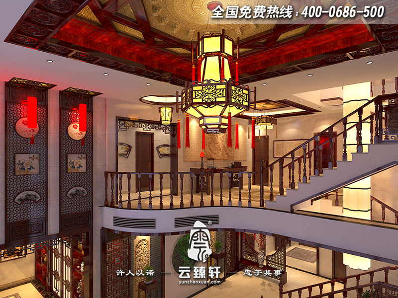 別墅大堂中空設(shè)計(jì)效果圖