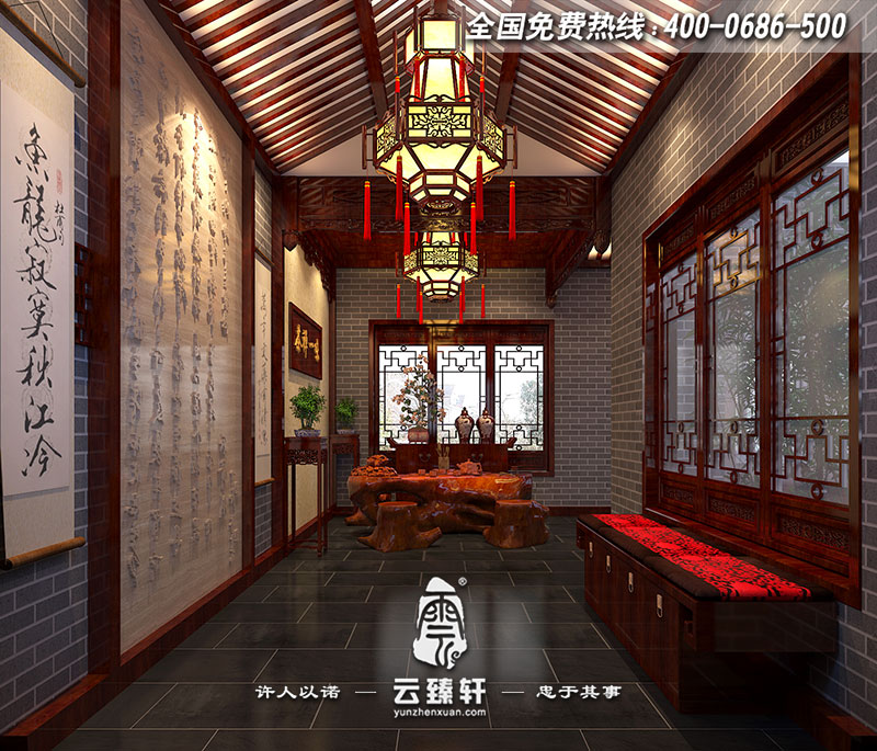 中式別墅茶室設(shè)計(jì)效果圖