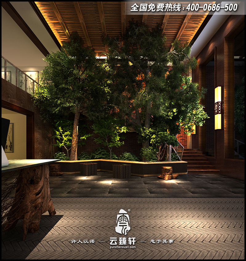 中式會所大堂設(shè)計效果圖